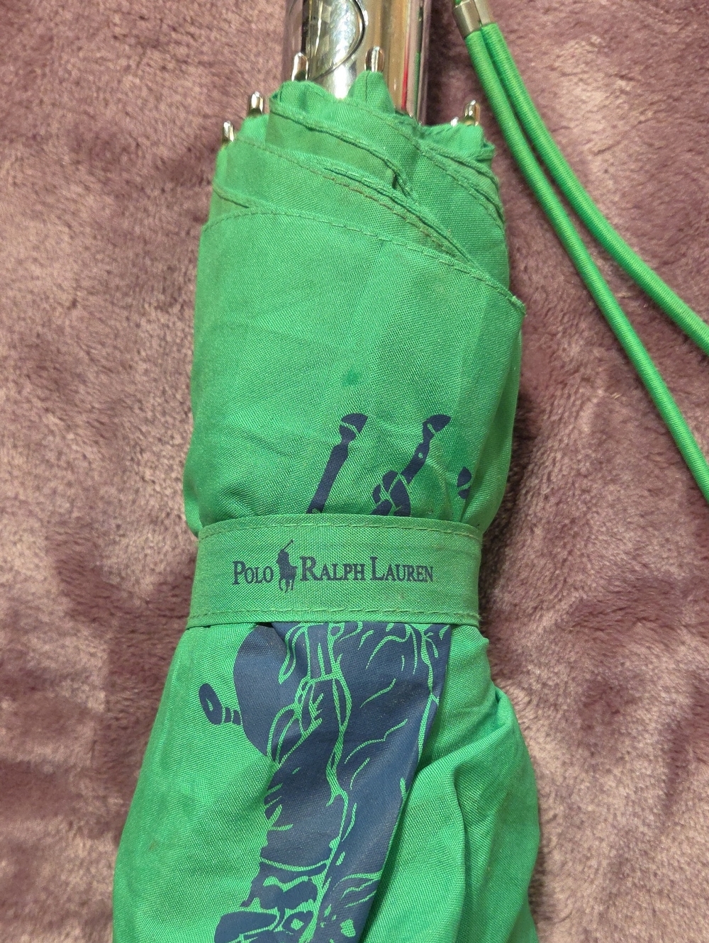 Polo by Ralph Lauren Bright Green Umbrella with Navy Polo Motif